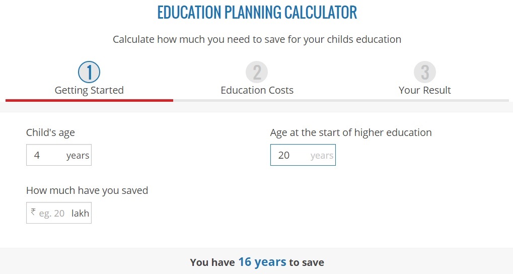 BigDecisions' Education cost planning calculator
