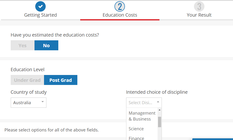 BigDecisions' Education cost planning calculator