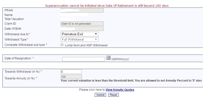 NPS How to exit NPS forms Central Government State Government CRA eNPS 4