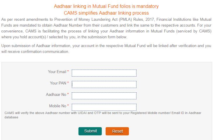 Link update Aadhaar Mutual Fund Investments Aadhaar number mutual fund investments